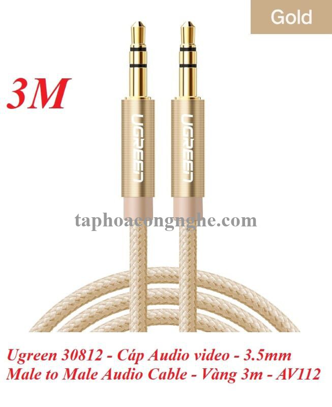 Ugreen 30812 3M màu Vàng Cáp âm thanh 2 đầu 3.5mm dương AV112 30030812